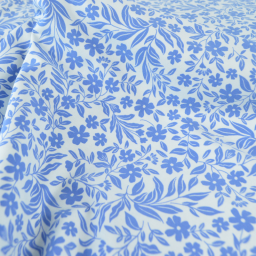 Jersey fleurs bleues fond blanc – Poppy Fabrics - OEKO TEX