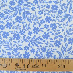 Jersey fleurs bleues fond blanc – Poppy Fabrics - OEKO TEX