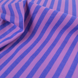 Tissu coton tissé teint à rayures - Violet et rose