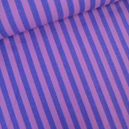 Tissu coton tissé teint à rayures - Violet et rose