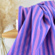 Tissu coton tissé teint à rayures - Violet et rose
