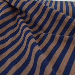Tissu coton tissé teint à rayures - Bleu marine