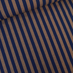 Tissu coton tissé teint à rayures - Bleu marine