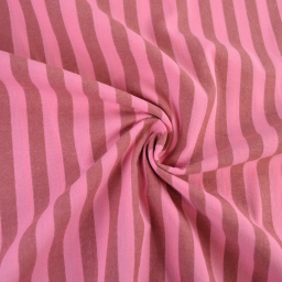 Tissu coton tissé teint à rayures - Grenat et rose