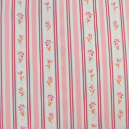 Tissu popeline de coton Poppy – motif Rayures et fleurs roses