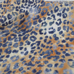 Tissu double gaze motif léopard Sable et bleu marine