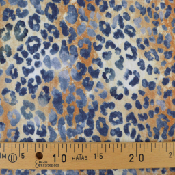 Tissu double gaze motif léopard Sable et bleu marine
