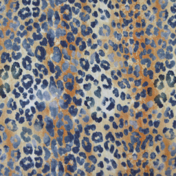 Tissu double gaze motif léopard Sable et bleu marine