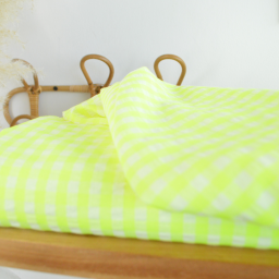 Tissu seersucker Vichy grands carreaux Jaune fluo