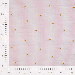 Tissu Seersucker Rose Nude Rayures Fines Brodé Marguerites – Coton Léger Été