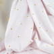 Tissu Seersucker Rose Nude Rayures Fines Brodé Marguerites – Coton Léger Été