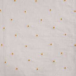 Tissu Seersucker Sable Rayures Fines Brodé Marguerites – Coton Léger Été