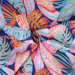 Tissu pour short de bain déperlant motif Tropical
