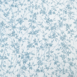 Double gaze de coton Bio & OEKO TEX Jeannine motifs fleurs bleues Bridgerton