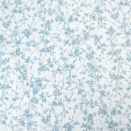 Double gaze de coton Bio & OEKO TEX Jeannine motifs fleurs bleues Bridgerton