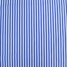 Tissu cretonne coton Edouard à rayures bleu fond blanc - OEKO TEX