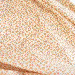 Tissu Cretonne de Coton Caseille motif fleurs roses et oranges