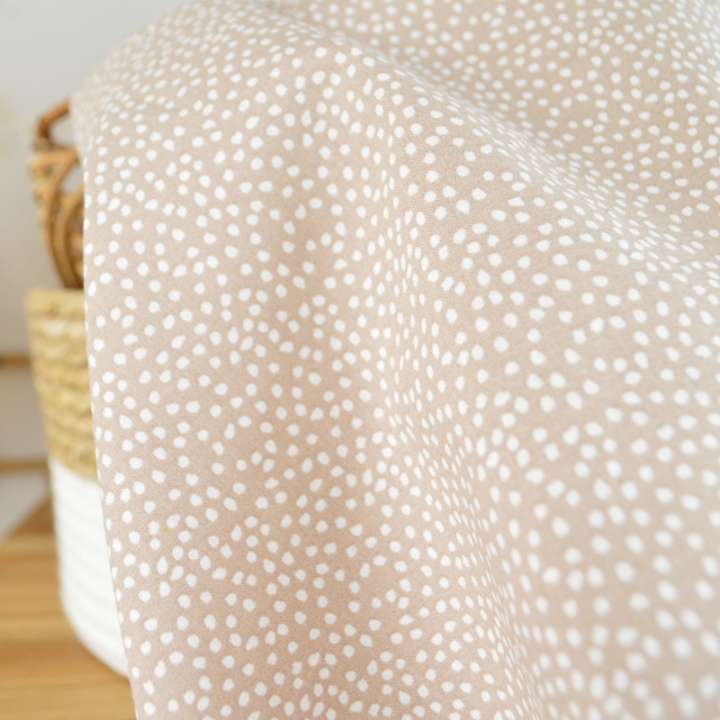 Tissu coton Tassi motif petit pois fond Galet - OEKO TEX