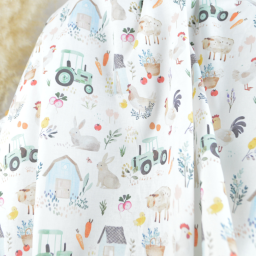 Tissu cretonne coton Tracteur motif animaux de la ferme -  OEKO TEX