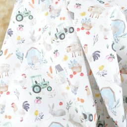 Tissu cretonne coton Tracteur motif animaux de la ferme -  OEKO TEX