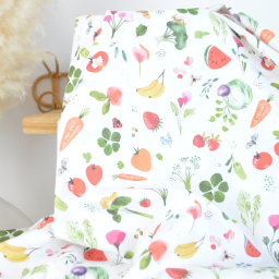 Tissu cretonne coton Vitamines motif fruits et légumes - OEKO TEX