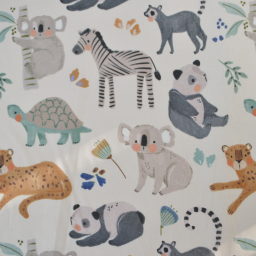 Tissu cretonne coton Ozamis motif animaux de la savane -  OEKO TEX