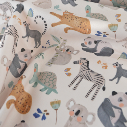 Tissu cretonne coton Ozamis motif animaux de la savane -  OEKO TEX