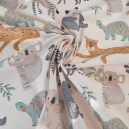 Tissu cretonne coton Ozamis motif animaux de la savane -  OEKO TEX