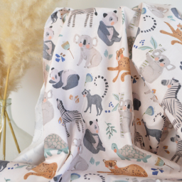 Tissu cretonne coton Ozamis motif animaux de la savane -  OEKO TEX