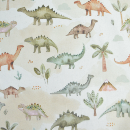 Tissu cretonne coton Dinzo motif dinosaures -  OEKO TEX