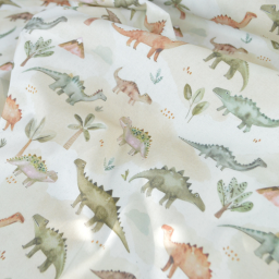 Tissu cretonne coton Dinzo motif dinosaures -  OEKO TEX