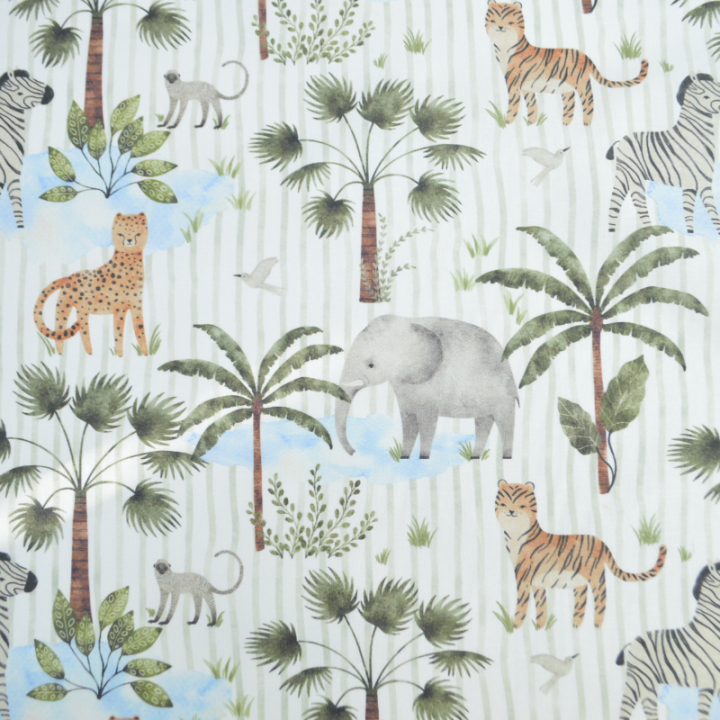 Tissu cretonne coton Jungo motif animaux -  OEKO TEX