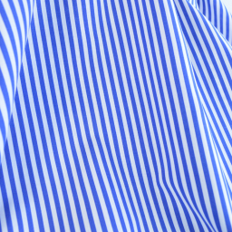 Tissu cretonne coton Edouard à rayures bleu fond blanc - OEKO TEX