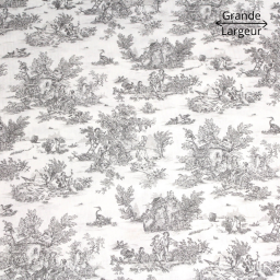 Tissu Toile de Jouy mini pastorale Gris et blanc - Grande Largeur