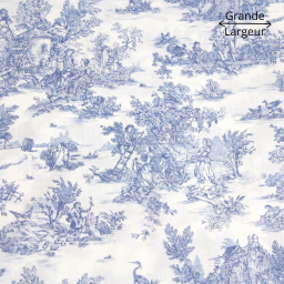 Tissu Toile de Jouy mini pastorale Bleu et blanc - Grande Largeur