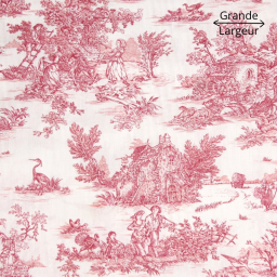 Tissu Toile de Jouy mini pastorale Rouge et blanc - Grande Largeur