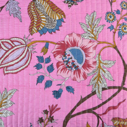 Coton matelassée Bloom motif fleurs Indienne rose