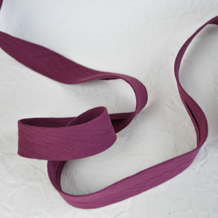 Biais double gaze replié 20 mm - Prune