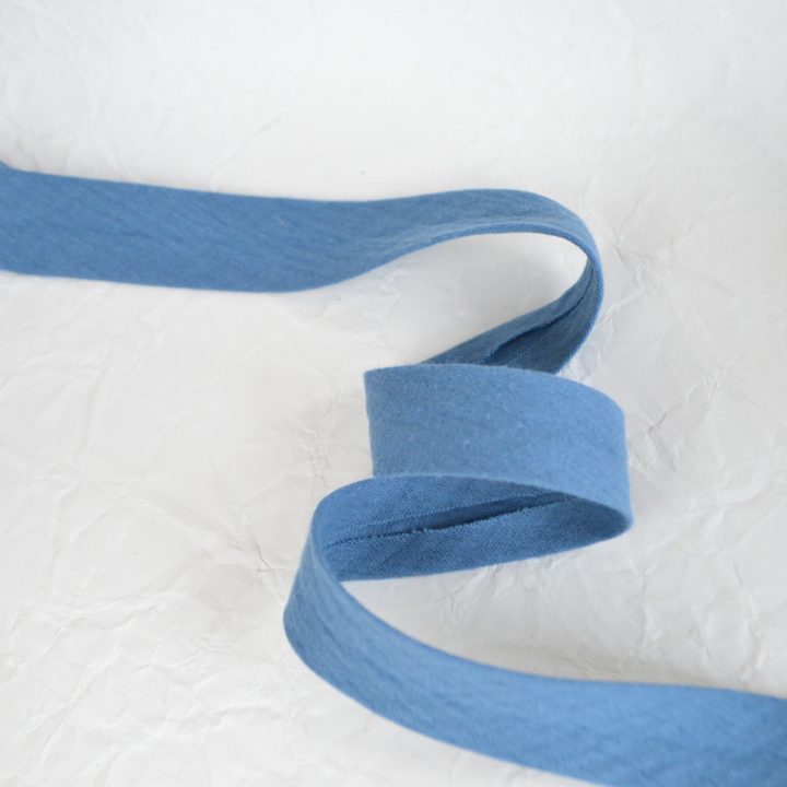 Biais double gaze replié 20 mm - Bleu jean