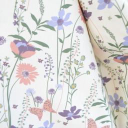 Popeline de coton Isaroa – Fleurs botaniques parme & violet - OEKO TEX