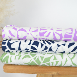 Tissu popeline de viscose Ecovero - motif feuilles exotique Parme