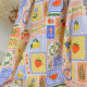 Tissu Double gaze coton Solea Bleu fond blanc - OEKO TEX