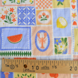 Tissu Double gaze coton Solea Bleu fond blanc - OEKO TEX