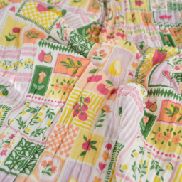 Tissu Double gaze coton Solea Parme fond blanc - OEKO TEX