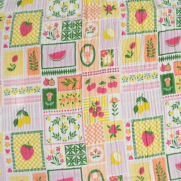 Tissu Double gaze coton Solea Parme fond blanc - OEKO TEX
