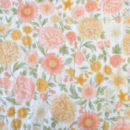 Tissu double gaze de coton Elisabeth motif fleurs tons roses et Abricot