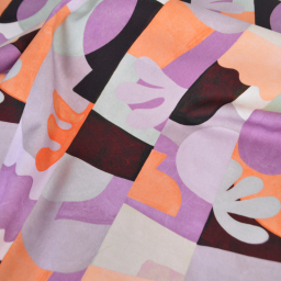 Tissu demi natté type bachette motif abstrait Lilas