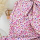 Jersey fleurs fuchsia et parme fond blanc cassé – Poppy Fabrics - OEKO TEX