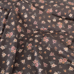 Jersey fleurs Léa beiges et vieux rose fond marron – Poppy Fabrics - OEKO TEX