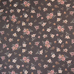 Jersey fleurs Léa beiges et vieux rose fond marron – Poppy Fabrics - OEKO TEX